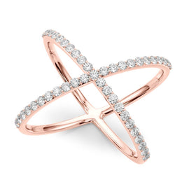 Open Cross Pavé Diamond Ring