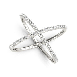 Open Cross Pavé Diamond Ring