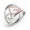 Open Heart Pavé Dual Tone Diamond Ring