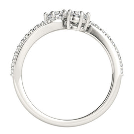 Round Two Stone Pavé Diamond Ring