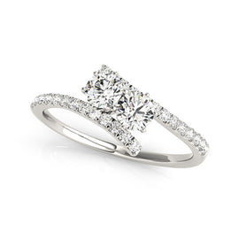 Round Two Stone Pavé Diamond Ring