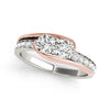 Round Two Stone Dual Tone Pavé Diamond Ring