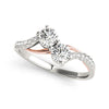 Round Two Stone Dual Tone Pavé Diamond Ring