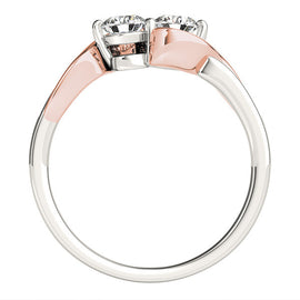 Round Two Stone Dual Tone Pavé Diamond Ring