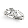 Round Two Stone Multi-Row Pavé Diamond Ring