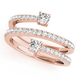 Multi-Row Round Two Stone Pavé Diamond Ring