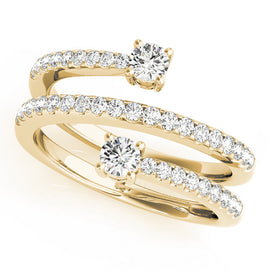 Multi-Row Round Two Stone Pavé Diamond Ring