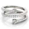 Multi-Row Round Two Stone Pavé Diamond Ring