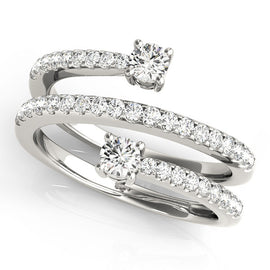 Multi-Row Round Two Stone Pavé Diamond Ring