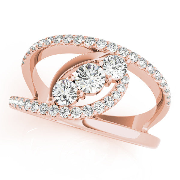 Round Trilogy Open Pavé Diamond Ring