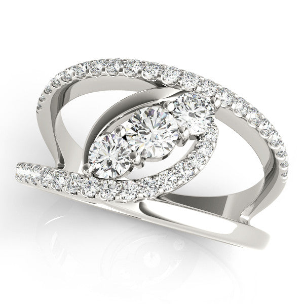 Round Trilogy Open Pavé Diamond Ring