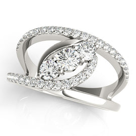 Round Trilogy Open Pavé Diamond Ring