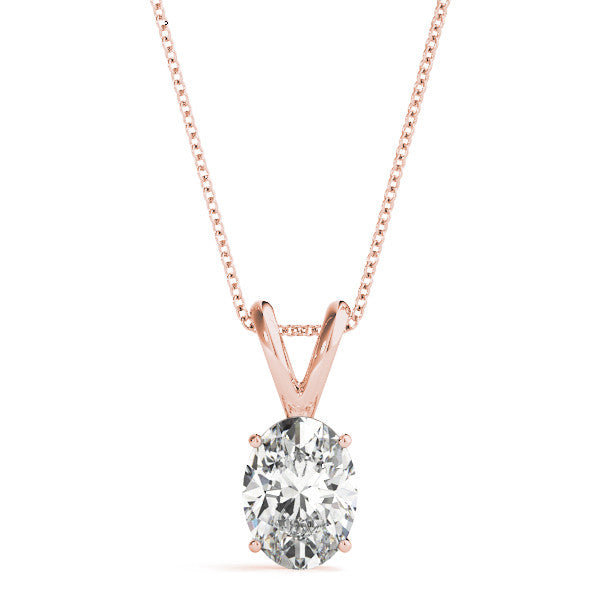 Oval Diamond Solitaire Pendant Necklace