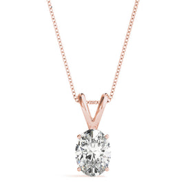 Oval Diamond Solitaire Pendant Necklace