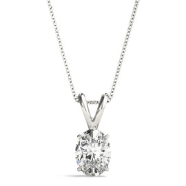 Oval Diamond Solitaire Pendant