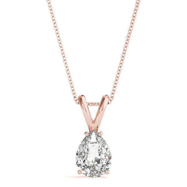 Pear Diamond Solitaire Pendant Necklace