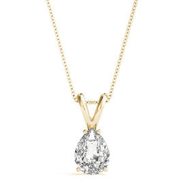 Pear Diamond Solitaire Pendant Necklace