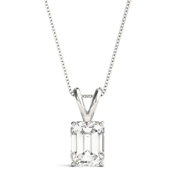 Emerald Diamond Solitaire Pendant