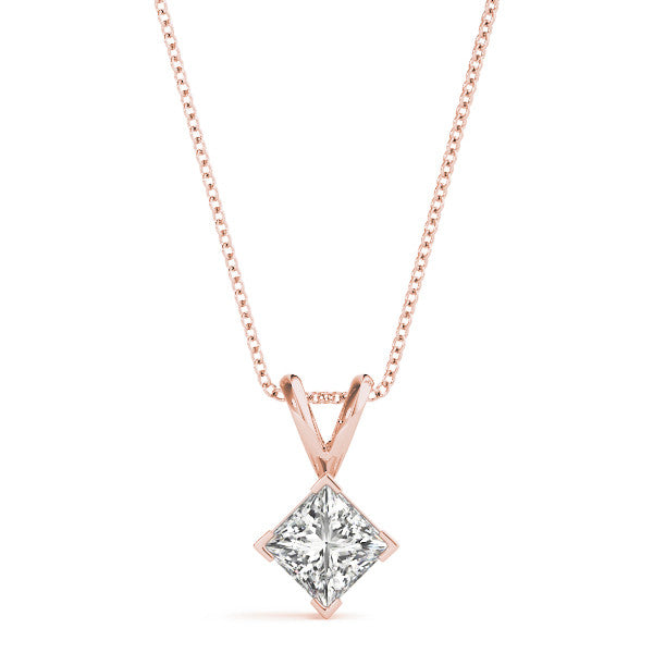 Princess Diamond Solitaire Pendant Necklace