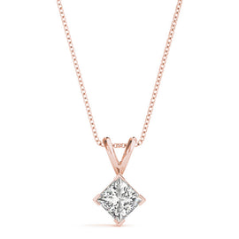 Princess Diamond Solitaire Pendant Necklace