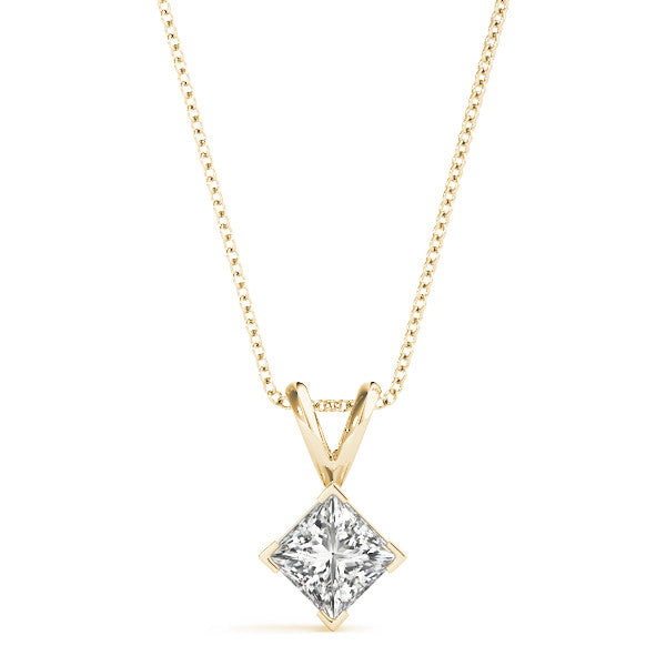 Princess Diamond Solitaire Pendant Necklace