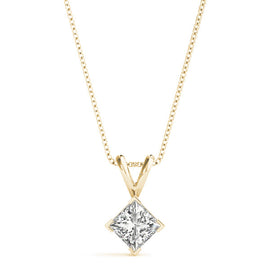 Princess Diamond Solitaire Pendant Necklace