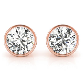 Round Rub Over Stud Diamond Earrings