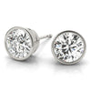 Round Rub Over Stud Diamond Earrings