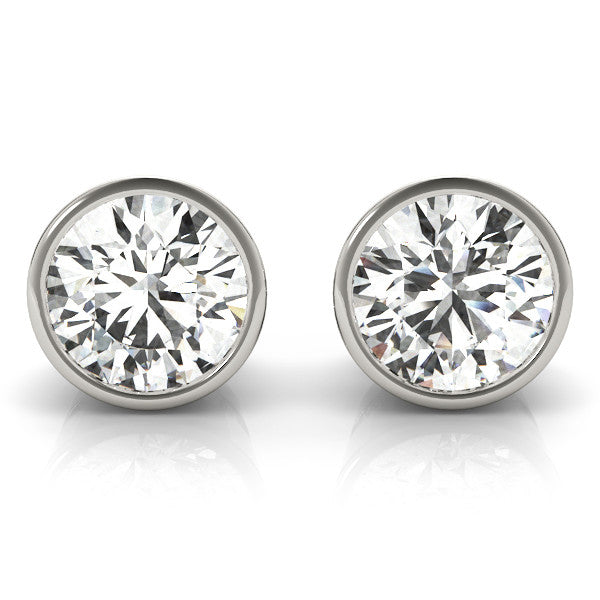 Round Rub Over Stud Diamond Earrings