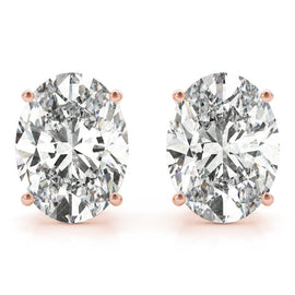 Oval Stud Diamond Earrings