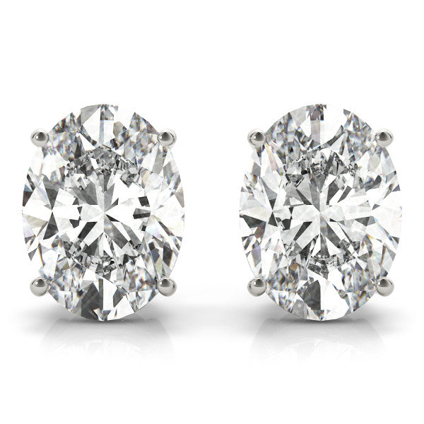 Oval Stud Diamond Earrings