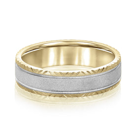 Men's Matte and Cut Edges Wedding Ring