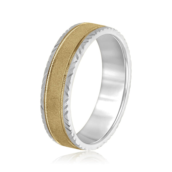 Men's Matte and Cut Edges Wedding Ring