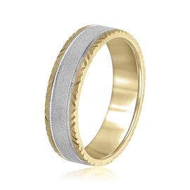 Men's Matte and Cut Edges Wedding Ring